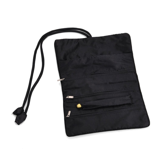 Eleganter Schmuckorganizer aus Satin mit Stickerei und 5 Premium-Poliertüchern, 20 x 9 cm, Orange