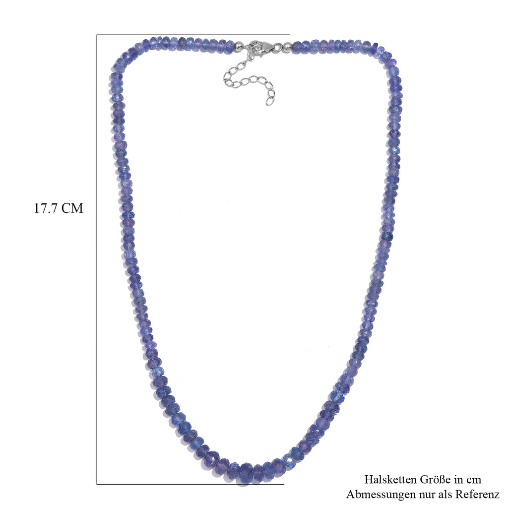 AAA Tansanit Halskette ca. 45 cm 925 Silber rhodiniert, ca. 110.00 ct