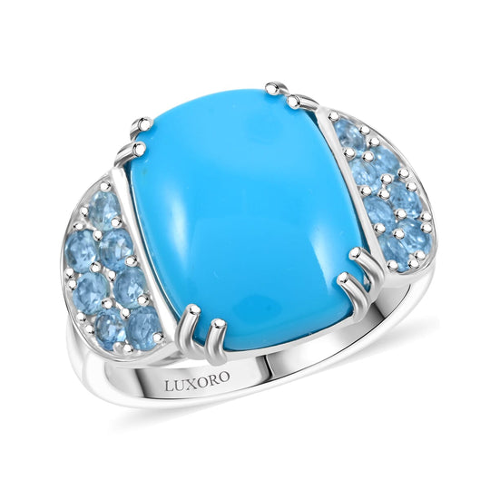 AAA Amerikanischer Sleeping Beauty Türkis, Santamaria Aquamarin Ring 417 Gold (Größe 16.50) ca. 8.50 ct