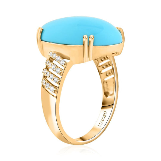 AAA Sleeping Beauty Türkis (Oval 20x15mm), Weißer Diamant Ring 417 Gold (Größe 17.00) ca. 12.85 ct