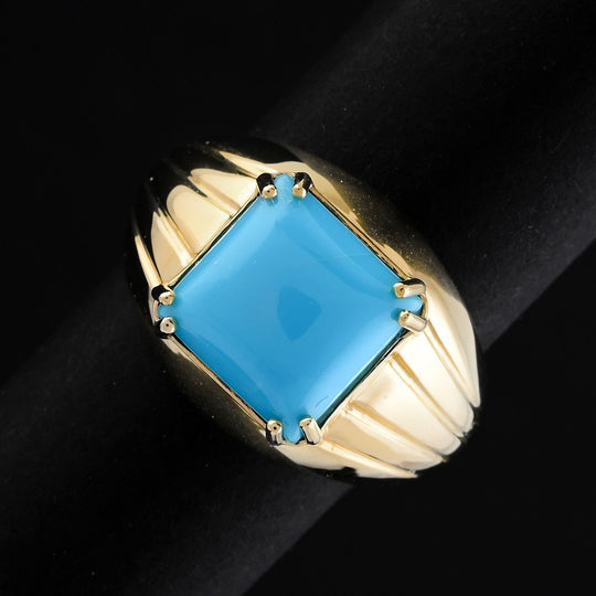 AAA Sleeping Beauty Türkis AGI zertifiziert Ring 417 Gold (Größe 20.00) ca. 4.10 ct