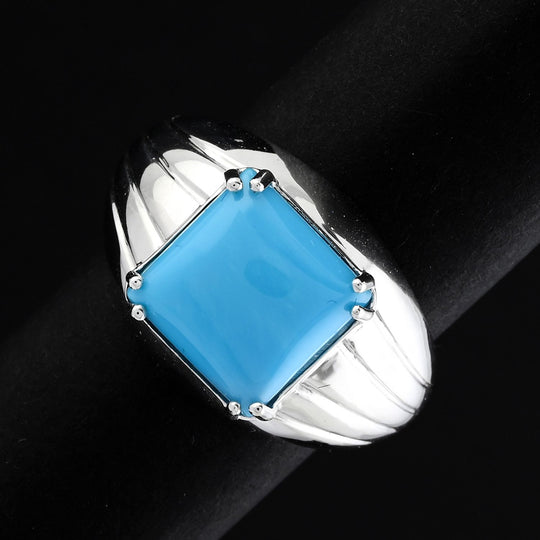 AAA Sleeping Beauty Türkis Ring 417 Weißgold (Größe 20.75) ca. 4.10 ct