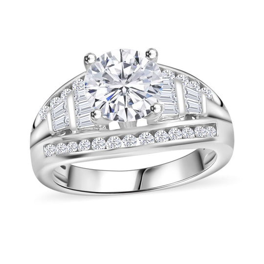 Moissanit Ring 925 Silber rhodiniert (Größe 19.00) ca. 2,55 ct
