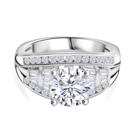 Moissanit Ring 925 Silber rhodiniert (Größe 19.00) ca. 2,55 ct