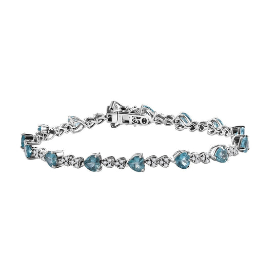 GP AA Blauer Apatit, Kanchanaburi Blauer Saphir Armband ca. 20 cm 925 Silber rhodiniert ca. 9.83 ct
