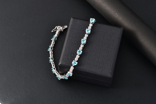 GP AA Blauer Apatit, Kanchanaburi Blauer Saphir Armband ca. 20 cm 925 Silber rhodiniert ca. 9.83 ct