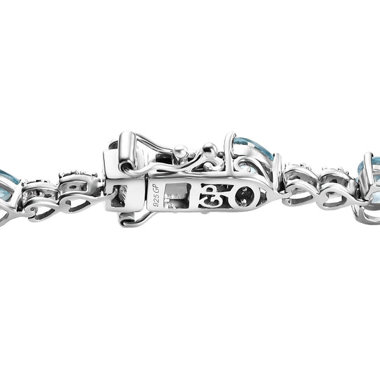 GP AA Blauer Apatit, Kanchanaburi Blauer Saphir Armband ca. 20 cm 925 Silber rhodiniert ca. 9.83 ct