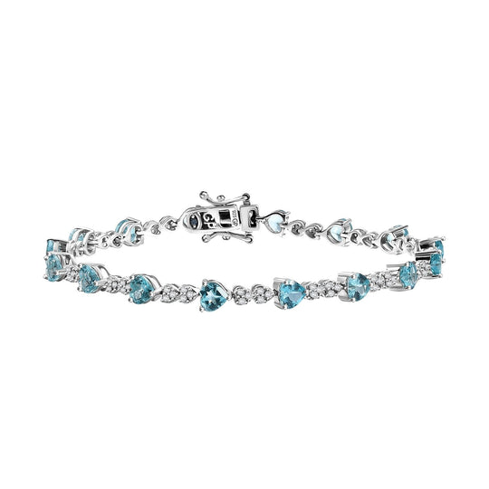 GP AA Blauer Apatit, Kanchanaburi Blauer Saphir Armband ca. 20 cm 925 Silber rhodiniert ca. 9.83 ct