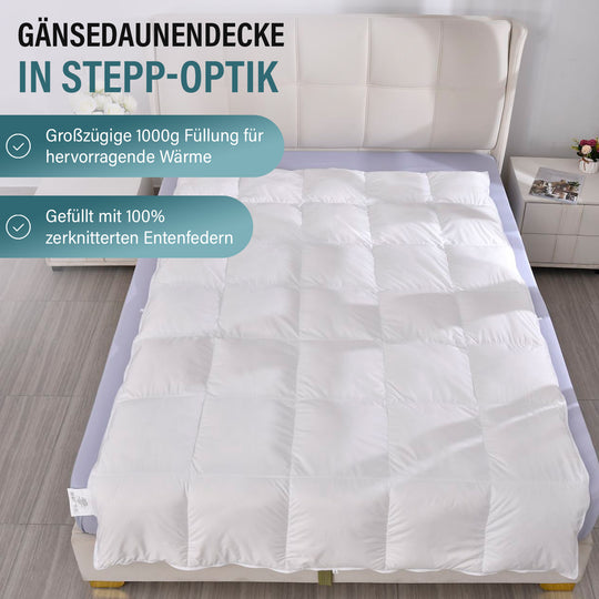 Serenity Night - Daunende-Steppdecke mit antiallergischem und antibakteriellem Mikrofaserbezug, 135 x 200 cm