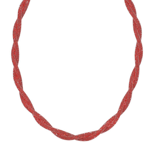 Mehrfarbige Kristall Halskette, ca. 50 cm + 5 cm Extender, silberfarben