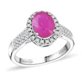 Rhapsody AAAA Natürlicher Mosambik-Rubin, Weißer Diamant Ring 950 Platin (Größe 16.50) ca. 2,15 ct