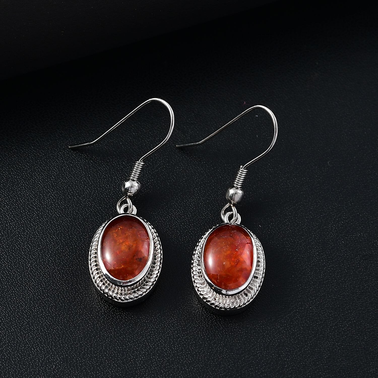 Feuer Opal Matrix Ohrringe 950 Kupfer ca. 8,00 ct.
