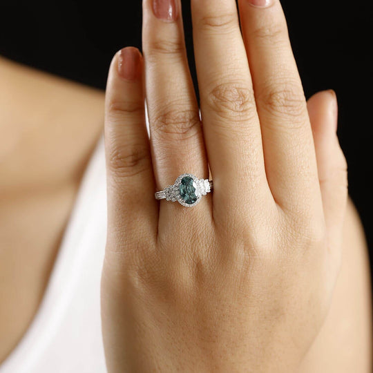 AAA Pirineu Lagoon Tourmaline, Weißer Diamant Ring 585 Gold (Größe 18.00) ca. 2,12 ct