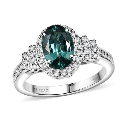 AAA Pirineu Lagoon Tourmaline, Weißer Diamant Ring 585 Gold (Größe 18.00) ca. 2,12 ct