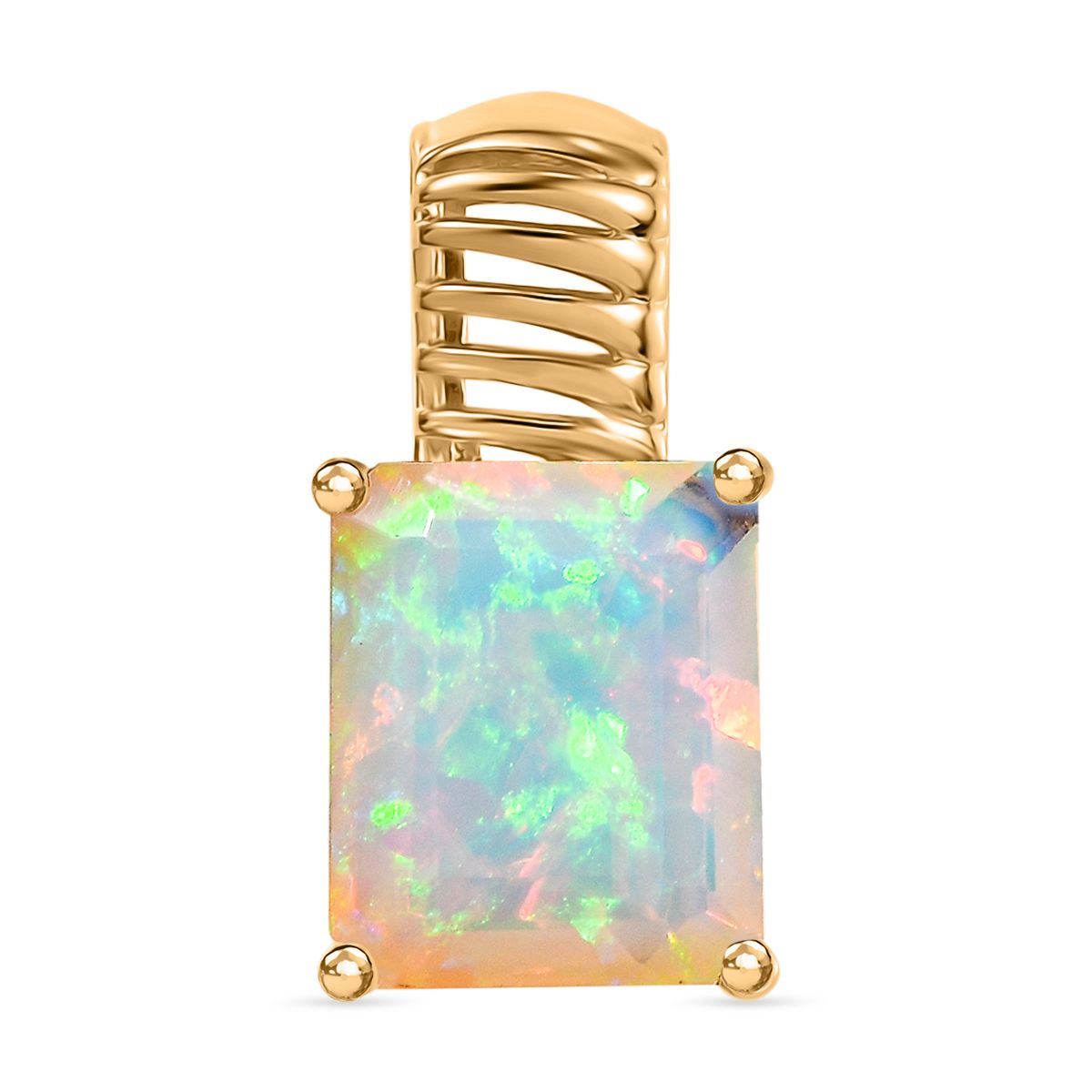 AA Natürlicher, äthiopischer Welo Opal Anhänger 925 Silber 750 Gelbgold Vermeil ca. 2.69 ct