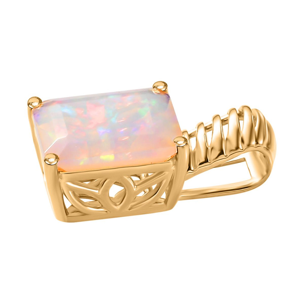 AA Natürlicher, äthiopischer Welo Opal Anhänger 925 Silber 750 Gelbgold Vermeil ca. 2.69 ct