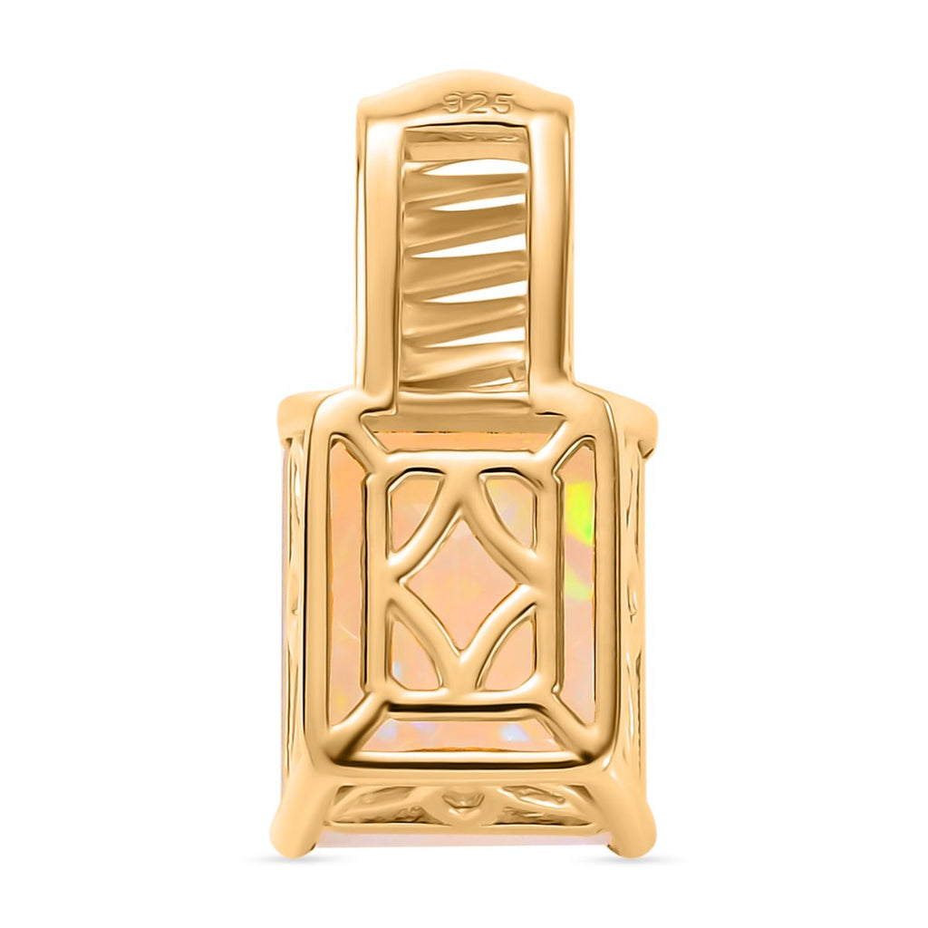 AA Natürlicher, äthiopischer Welo Opal Anhänger 925 Silber 750 Gelbgold Vermeil ca. 2.69 ct