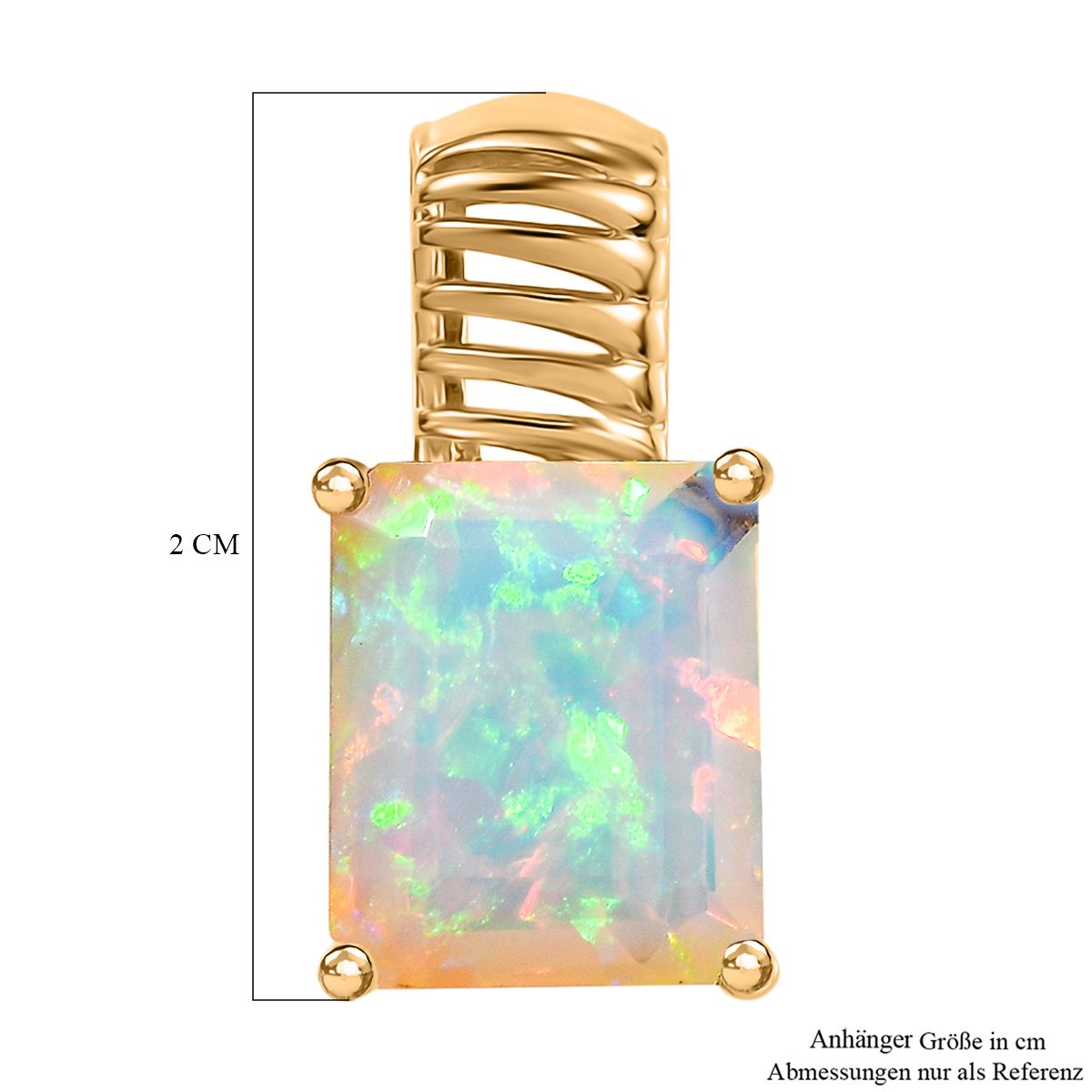 AA Natürlicher, äthiopischer Welo Opal Anhänger 925 Silber 750 Gelbgold Vermeil ca. 2.69 ct