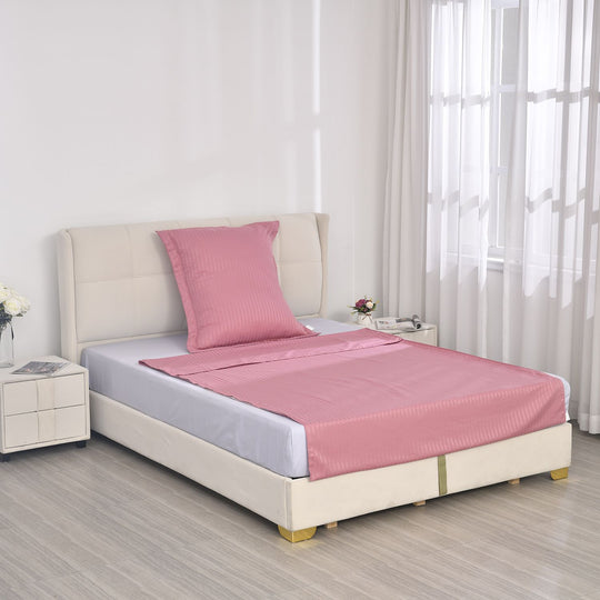 Bettwäsche-Set aus 80% Baumwolle mit Satin-Streifen, 135 x 200 cm und 80 x 80 cm, Lavendel