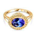 AAA Tansanit, Natürlicher gelber Diamant Ring 585 Gold (Größe 20.00) ca. 2,17 ct