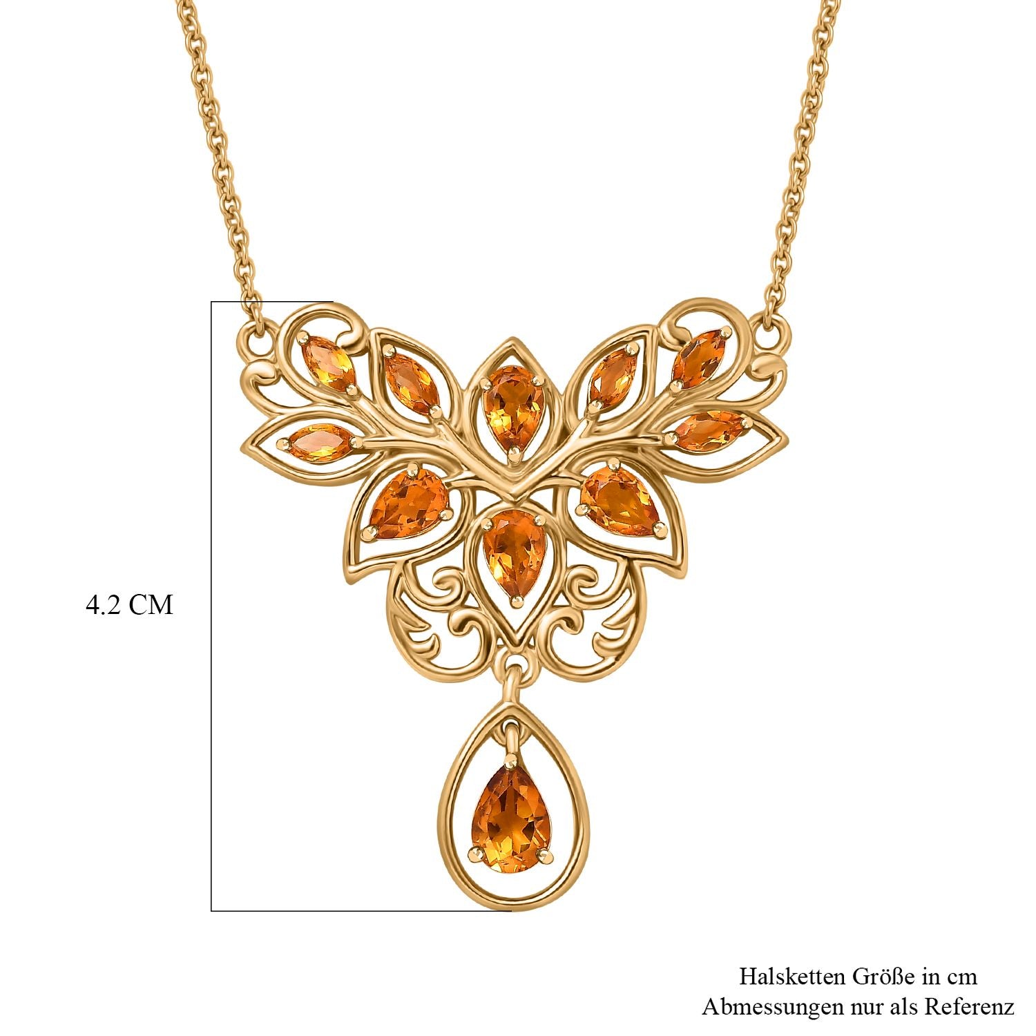 Serra Gaucha Citrin Halskette ca. 45 cm Messing ca. 2,88 ct.