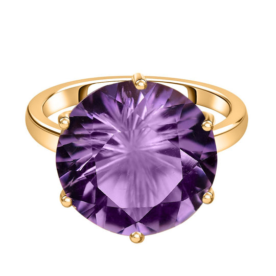 Sternlicht-Schliff Rose De France Amethyst Ring, 925 Silber 750 Gelbgold Vermeil (Größe 19.00) ca. 9.52 ct