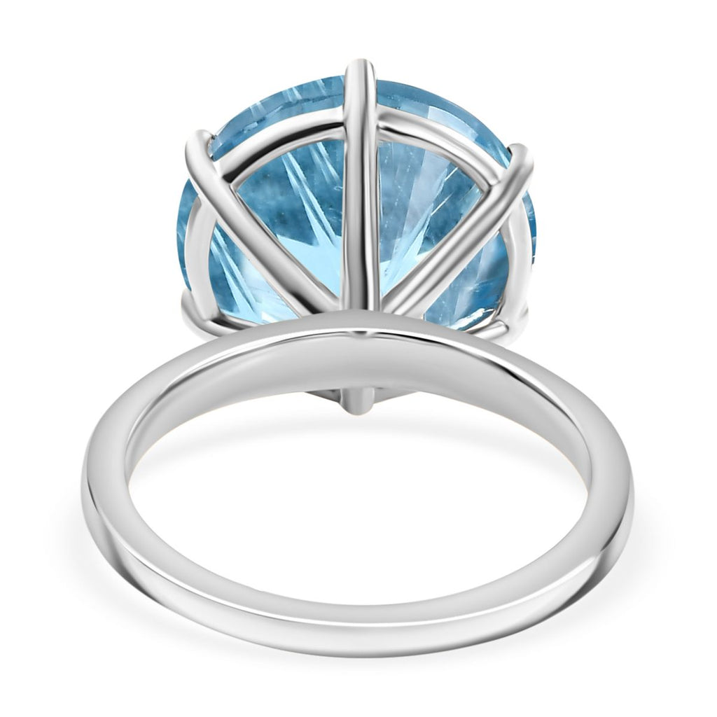 Sternlicht-Schliff Himmelblauer Topas Ring 925 Silber rhodiniert (Größe 18.00) ca. 11.87 ct