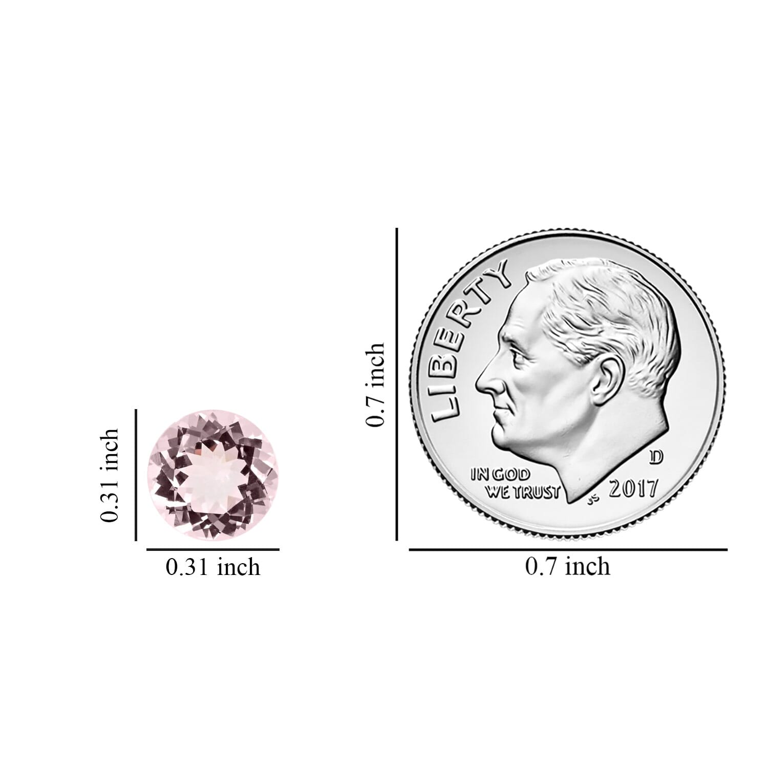 AAAA Rosa Morganit, Rund, Facettiert, ca. 8 mm, ca. 1.81 ct