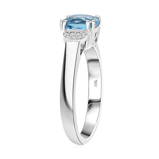 AAA Santamaria Aquamarin, Weißer Diamant Ring, AGI zertifiziert und geprüft, 417 Weiß Gold (Größe 18.00) ca. 1.55 ct
