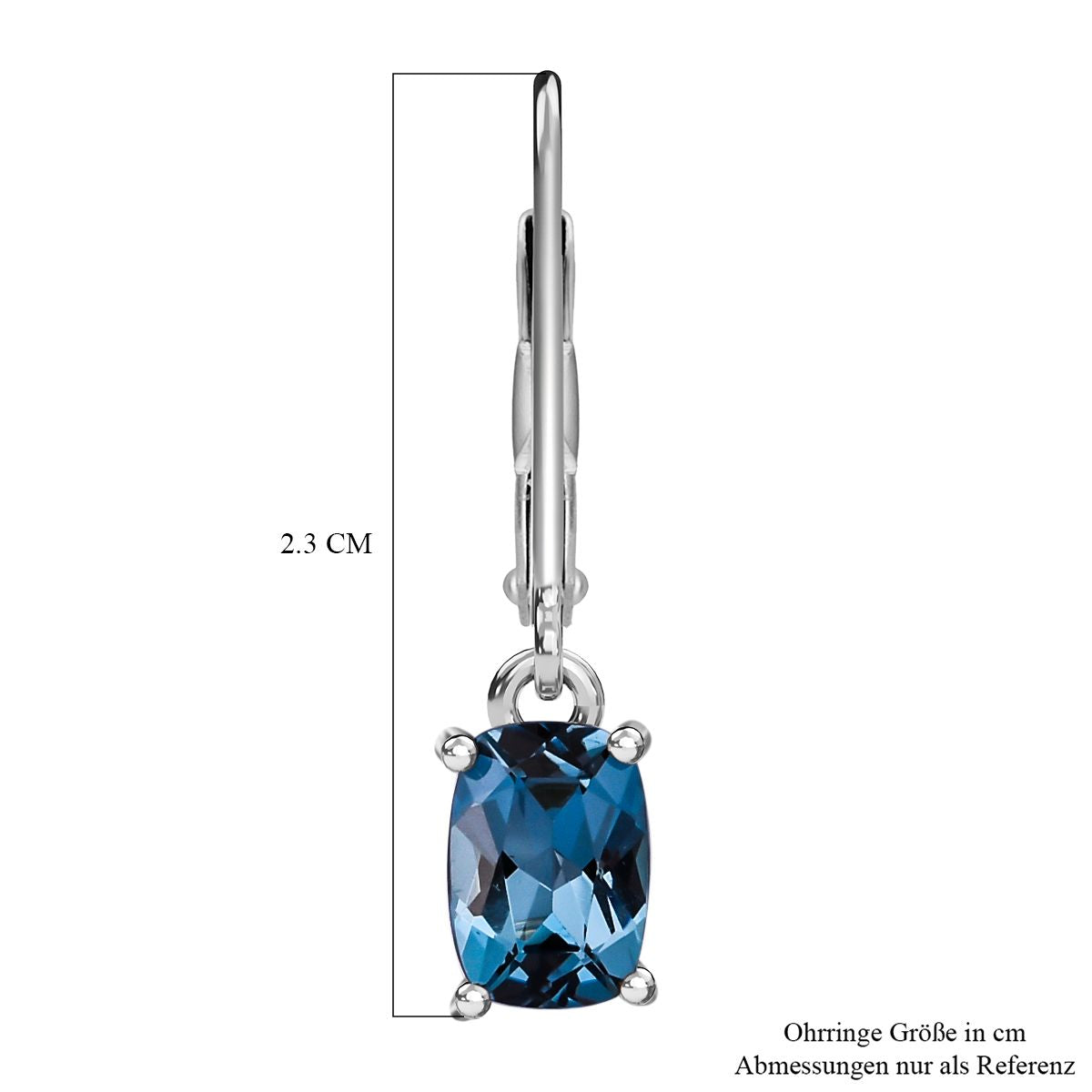 AAA London Blau Topas Ohrringe 925 Silber rhodiniert ca. 1,99 ct.