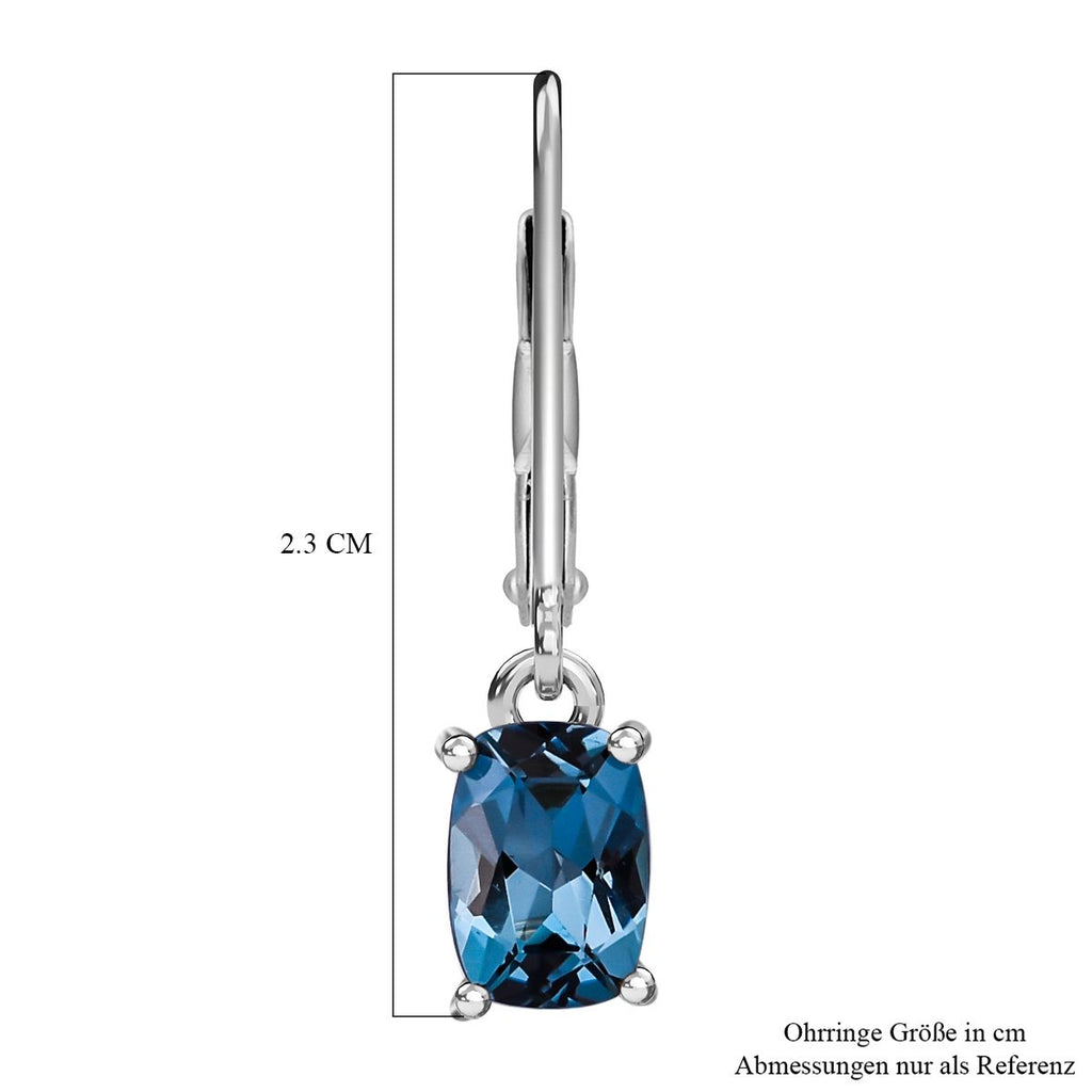 AAA London Blau Topas Ohrringe 925 Silber rhodiniert ca. 1,99 ct.