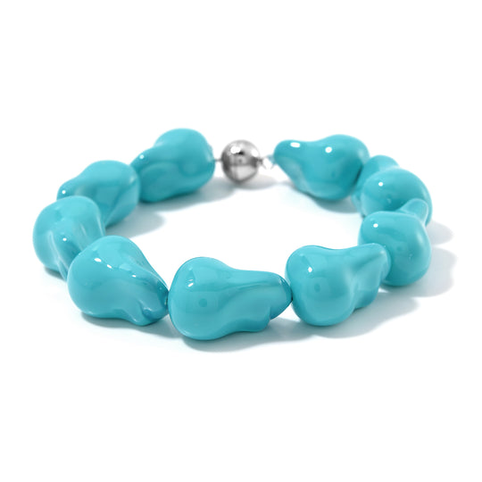 Sleeping Beauty türkisfarbenes Muschelkernperle Edelstahl Armband, 21,5cm