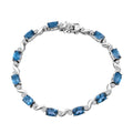 AAA London Blau Topas, Weißer Zirkon Armband ca. 19 cm 925 Silber rhodiniert ca. 13,01 ct.