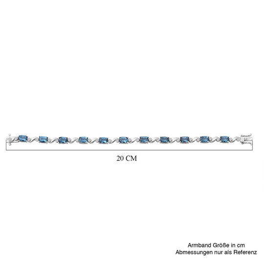 AAA London Blau Topas, Weißer Zirkon Armband ca. 19 cm 925 Silber rhodiniert ca. 13,01 ct.