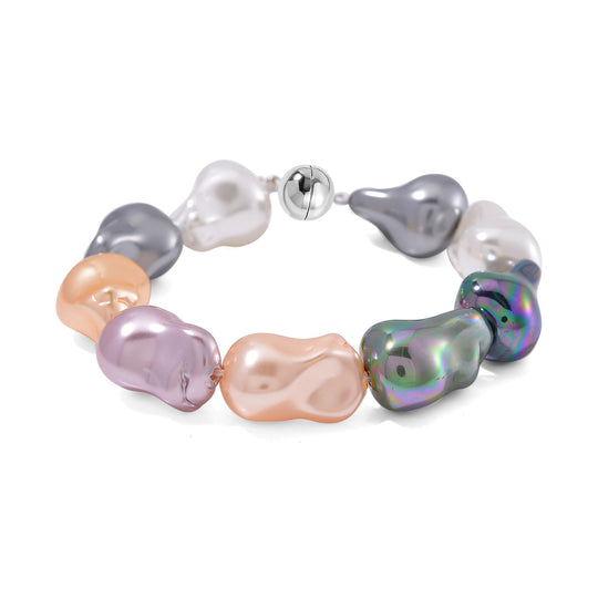 Sleeping Beauty türkisfarbenes Muschelkernperle Edelstahl Armband, 21,5cm