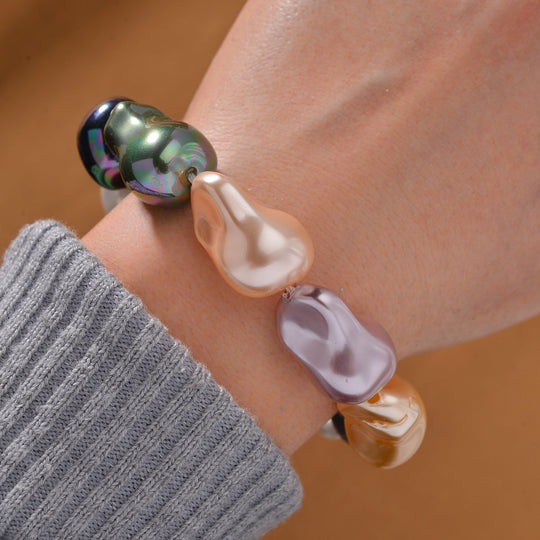 Sleeping Beauty türkisfarbenes Muschelkernperle Edelstahl Armband, 21,5cm