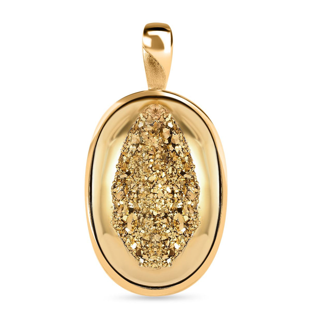 Goldener Drusy Quarz Anhänger Messing ca. 33.12 ct