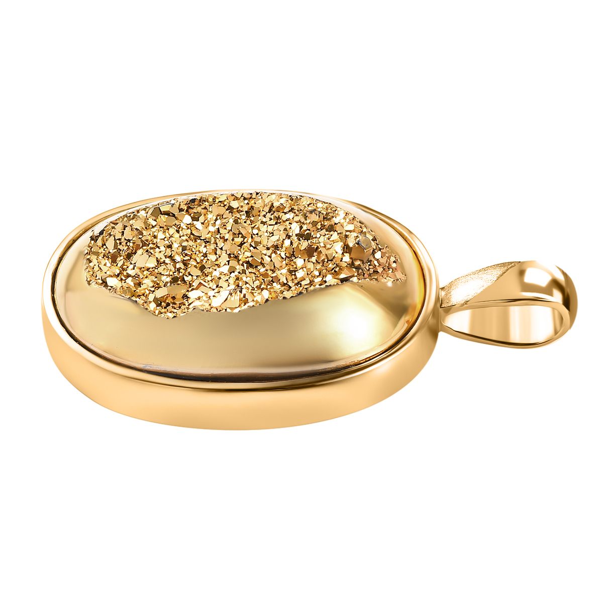 Goldener Drusy Quarz Anhänger Messing ca. 33.12 ct