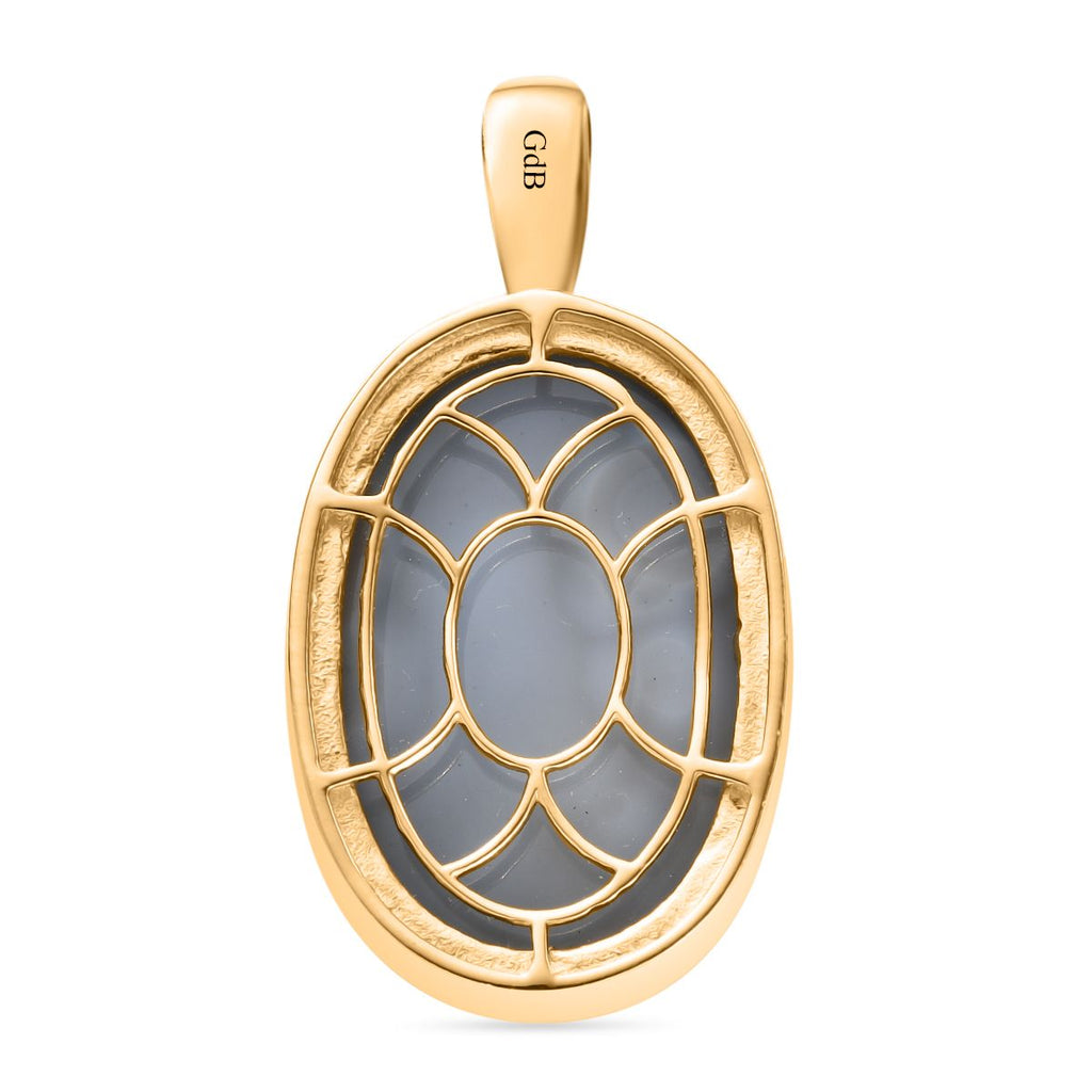 Goldener Drusy Quarz Anhänger Messing ca. 33.12 ct