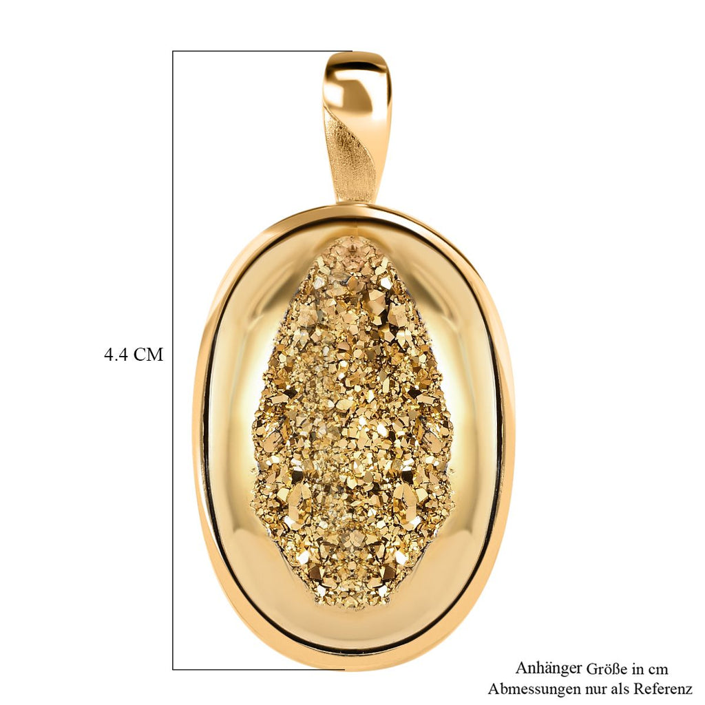 Goldener Drusy Quarz Anhänger Messing ca. 33.12 ct