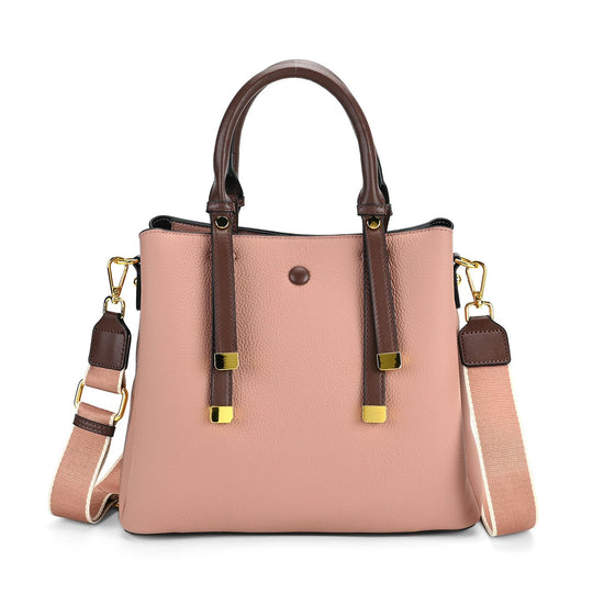 Echtes Leder - Vielseitige Tasche mit abnehmbarem Schulterriemen, 30x14x24 cm, Rosa