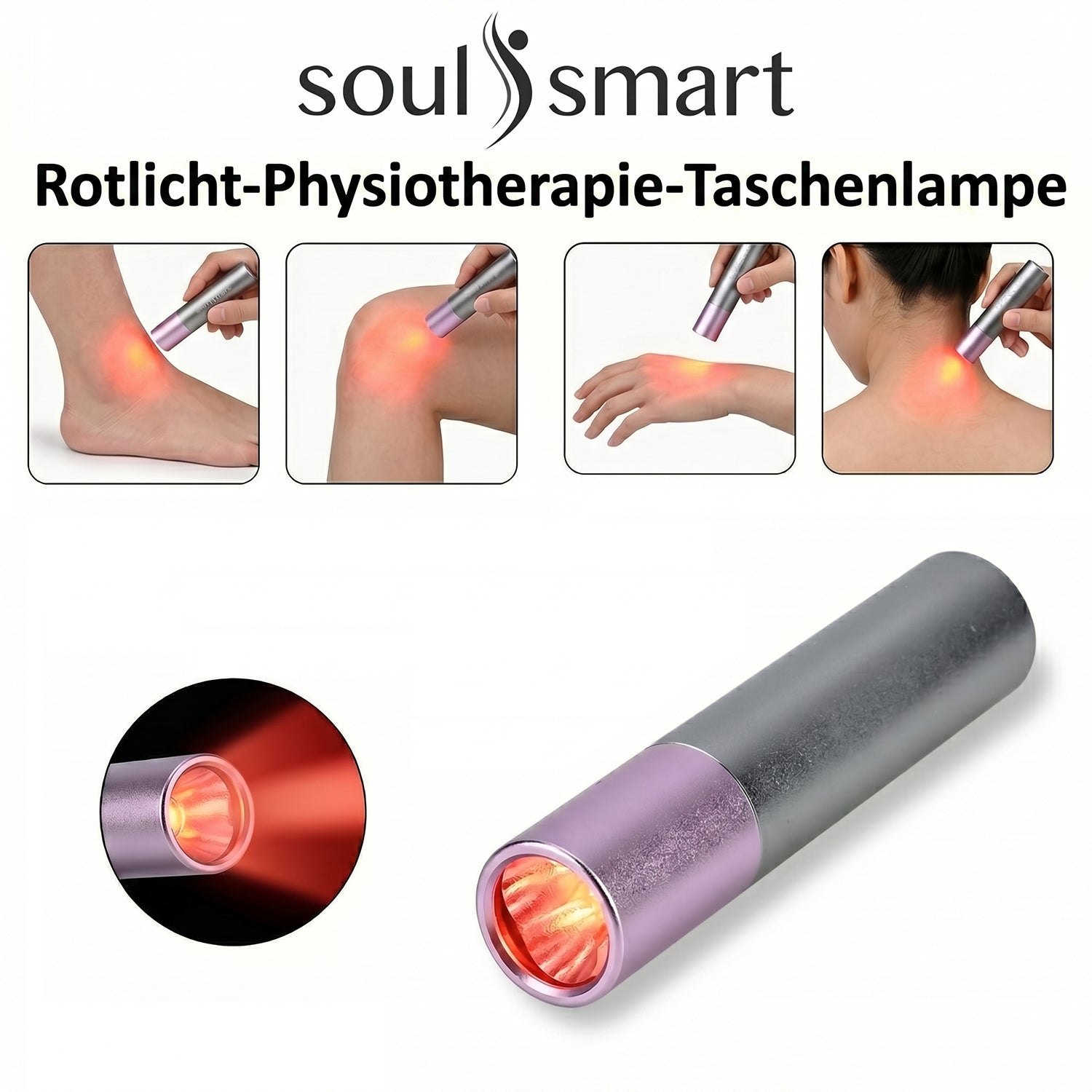 SOULSMART - Terralicht - Rotlichttherapie zur Schmerzlinderung, inkl. 2 wiederaufladbare Batterien