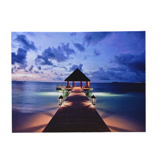 LED-Leinwandbild mit Strandterrasse, mit Lichteffekt, 30x40 cm