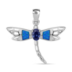 Simulierter Blauer Opal, Tansanit Zirkonia Anhänger 925 Silber rhodiniert