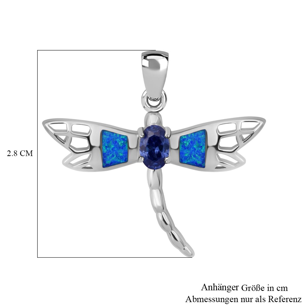 Simulierter Blauer Opal, Tansanit Zirkonia Anhänger 925 Silber rhodiniert