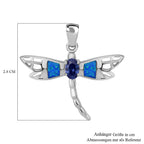 Simulierter Blauer Opal, Tansanit Zirkonia Anhänger 925 Silber rhodiniert