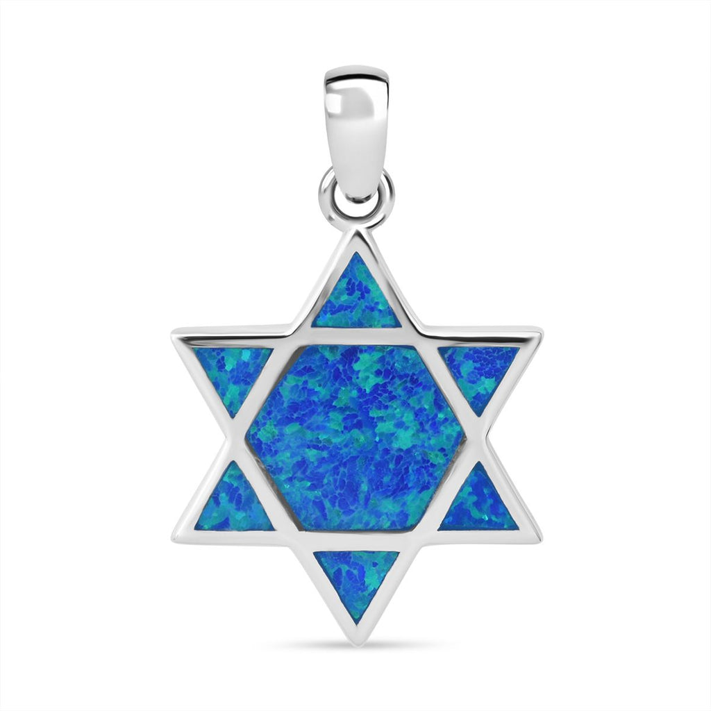 Simulierter Blauer Opal Anhänger 925 Silber rhodiniert