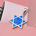 Simulierter Blauer Opal Anhänger 925 Silber rhodiniert