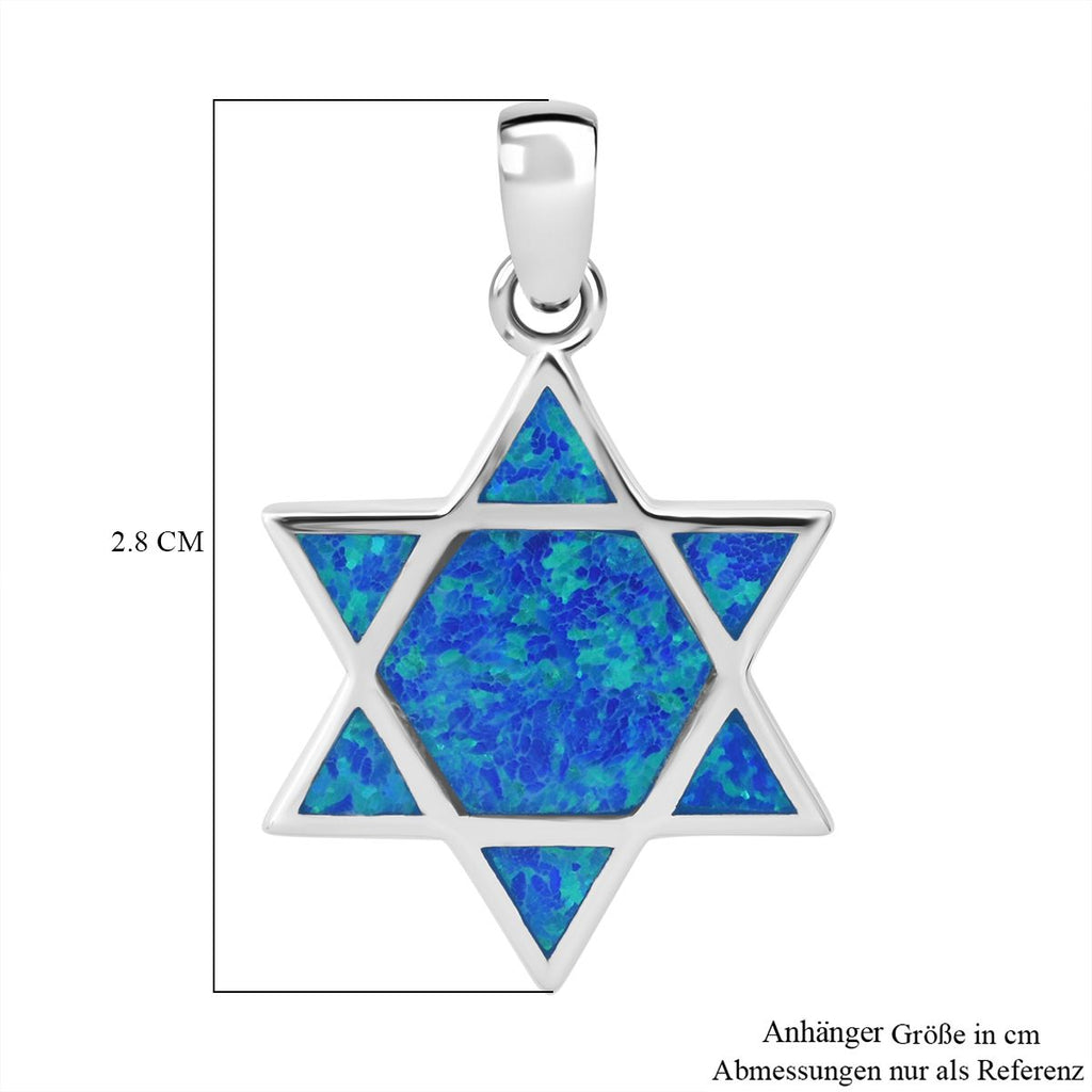Simulierter Blauer Opal Anhänger 925 Silber rhodiniert