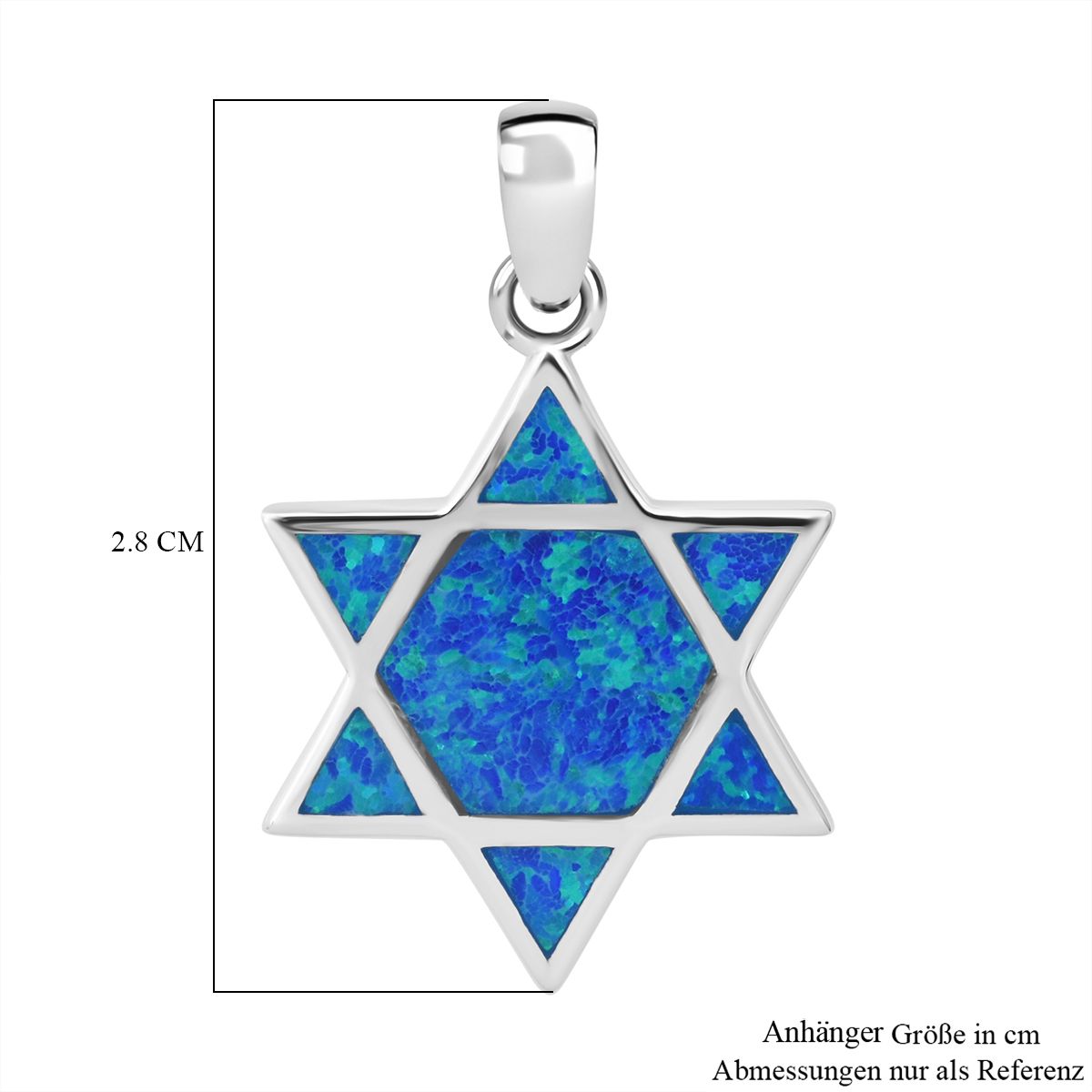 Simulierter Blauer Opal Anhänger 925 Silber rhodiniert